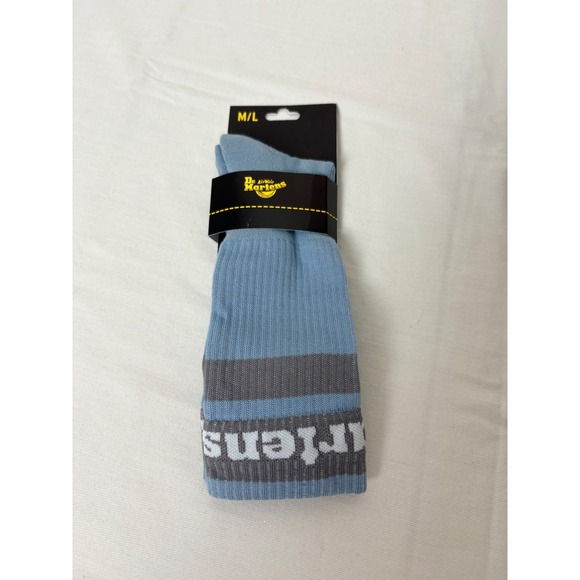 Dr Martens Athletic Logo Crew Socks Medium Large Blue Grey Cotton Blend - Picture 2 of 7